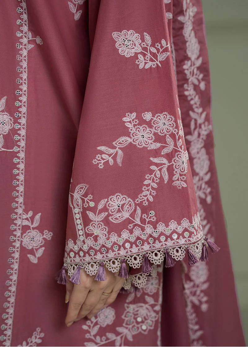 Grace Z-(W800) - Stitched Embroidered 3pc Marina Dress With Embroidered Chiffon Dupatta.