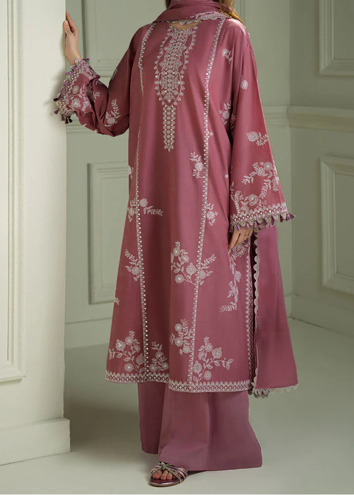 Grace W800-Embroidered 3pc Marina Dress With Embroidered Chiffon Dupatta.
