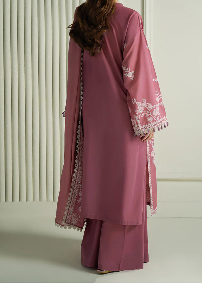 Grace Z-(W800) - Stitched Embroidered 3pc Marina Dress With Embroidered Chiffon Dupatta.