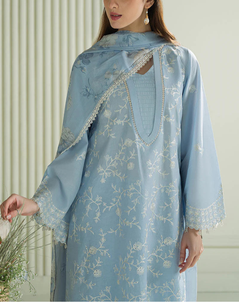 Grace S1188-Embroidered 3pc Lawn Dress With Printed lawn Dupatta.