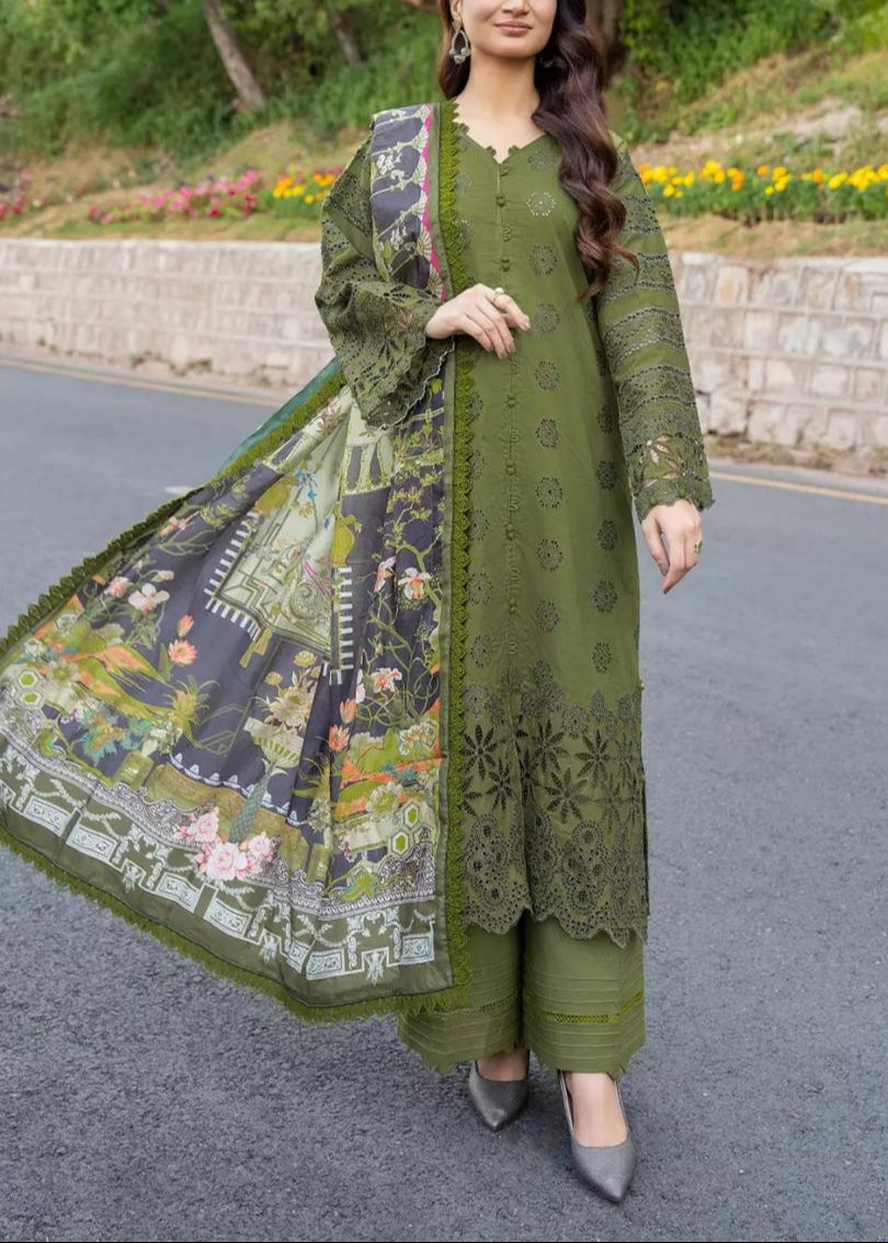 Grace S967-Embroidered 3PC CHIKANKARI Lawn Dress With Printed Munar Dupatta.