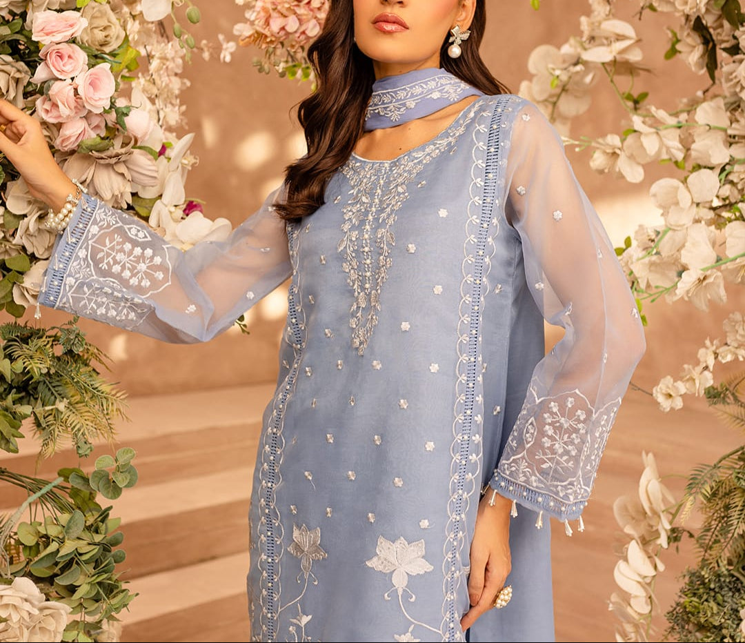 FAIRY GLOW– Embroidered Chiffon Unstitched 3Pc Suit.