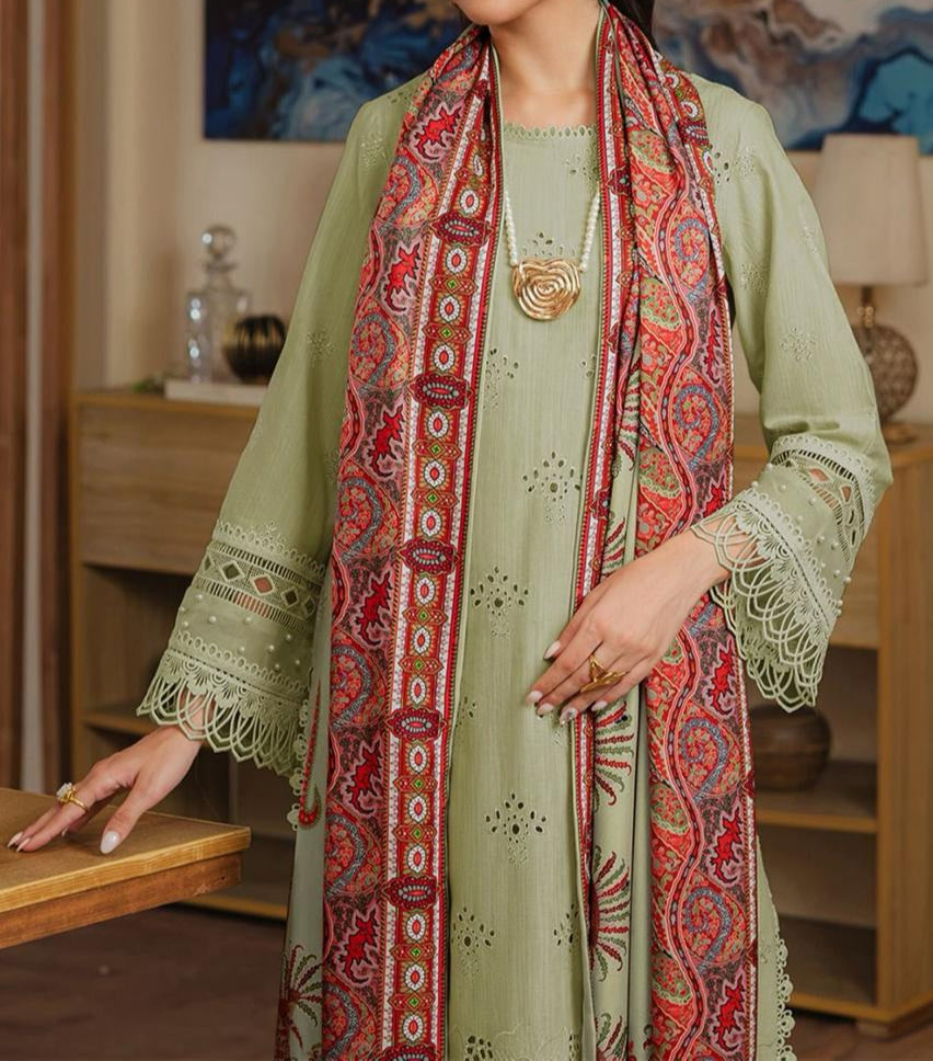 Grace S905-Embroidered 3PC CHIKANKARI Lawn Dress With Printed Munar Dupatta.