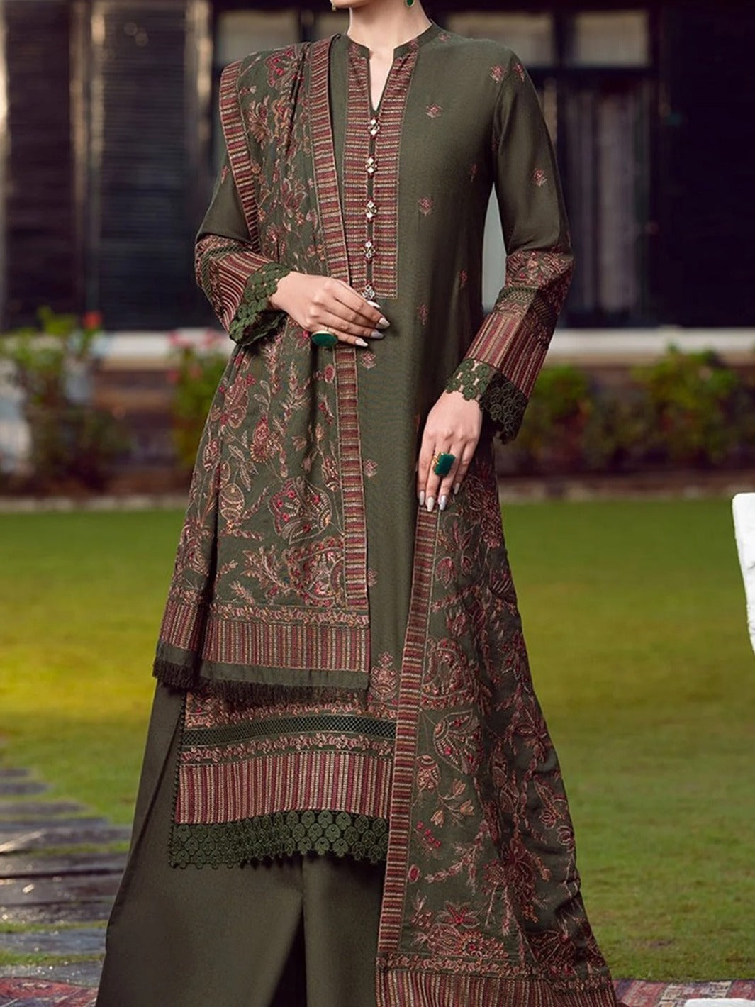 Grace W124 -Embroidered 3pc marina dress with Embroidered marina shawl.