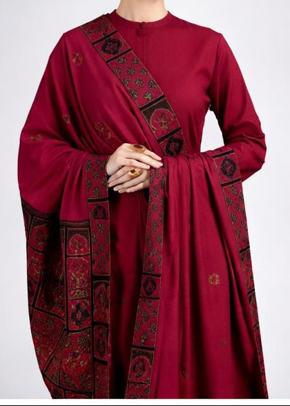 Sarinnah Premium D82-Luxury Formal Heavy Embroidered Karandi Shawl.