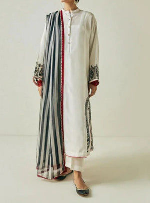 Grace S487-Embroidered 3pc lawn dress with printed organza dupatta.