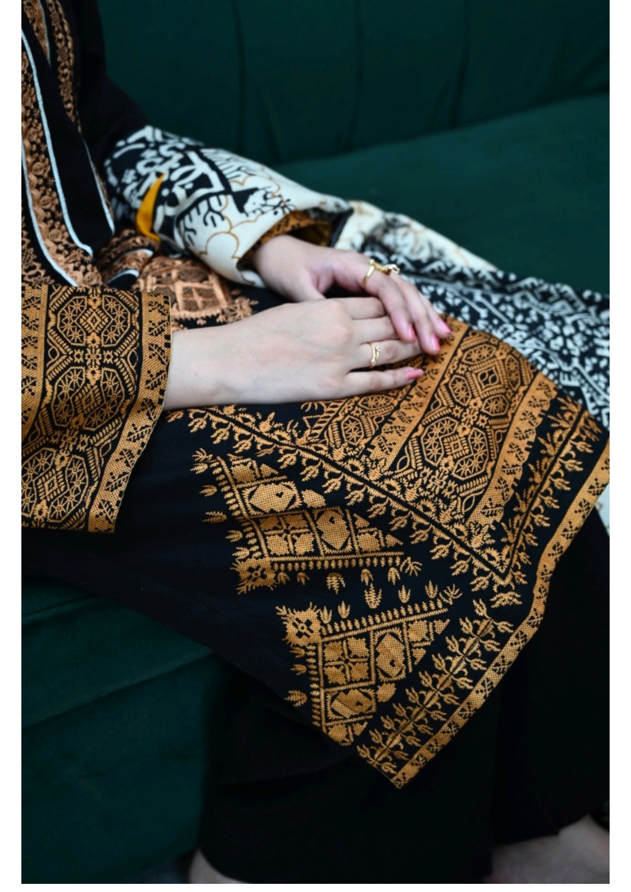 Grace Z-(W102 ) - Stitched Embroidered 3pc khaddar dress with printed shawl.