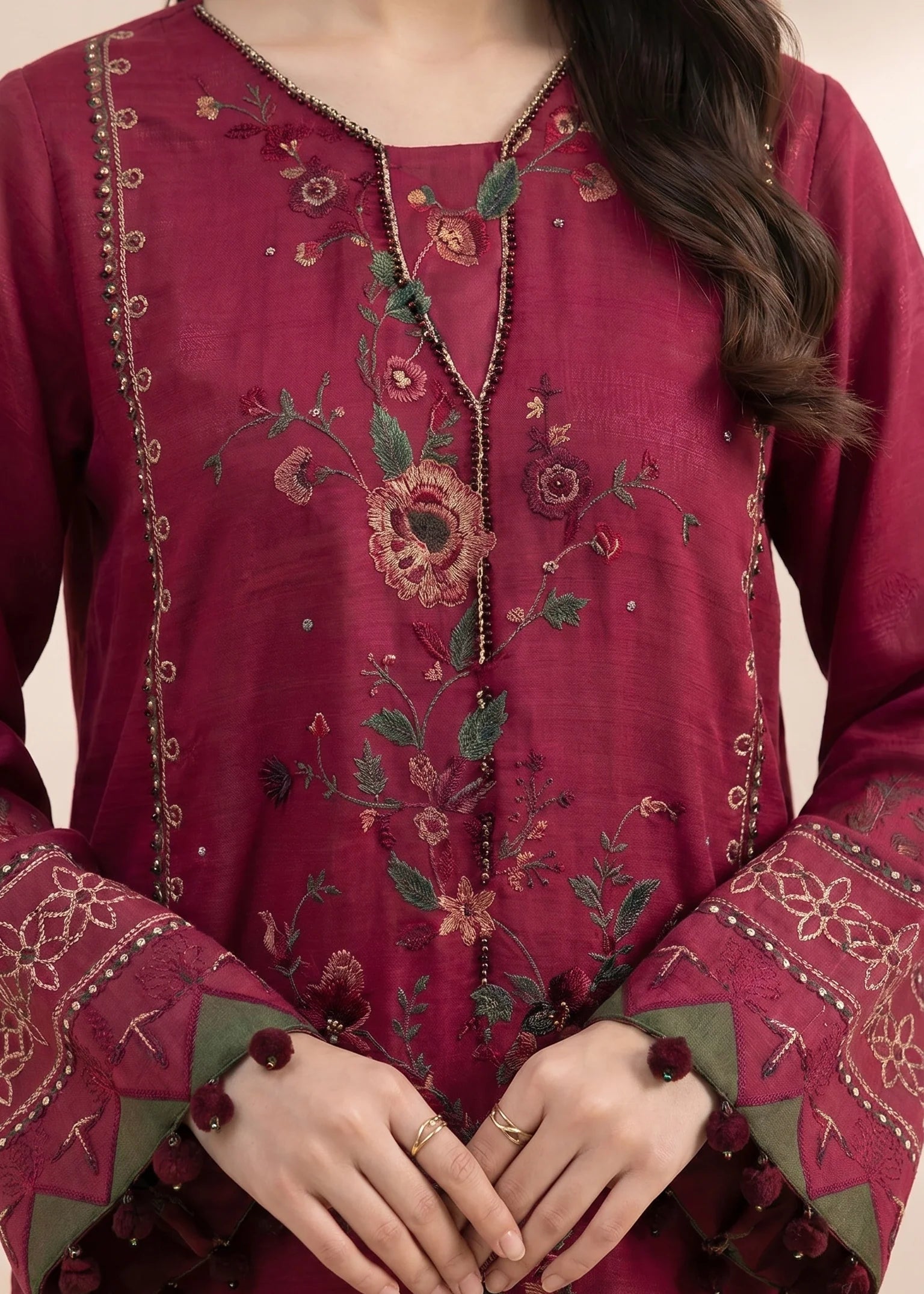 Grace Z-(S1380) - Stitched Embroidered 3pc Lawn Dress With Printed Lawn Dupatta.