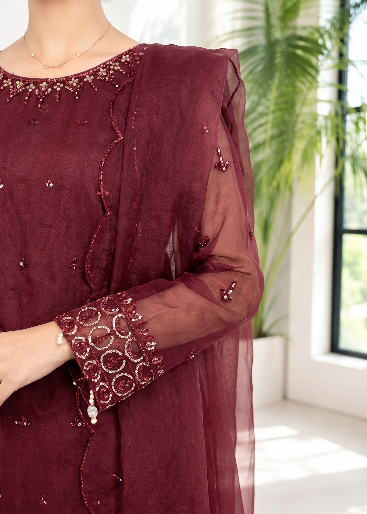 Grace S641-Embroidered 3pc Organza dress With Embroidered Organza dupatta.