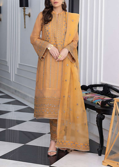 MARIGOLD– Embroidered Chiffon Unstitched 3Pc Suit.