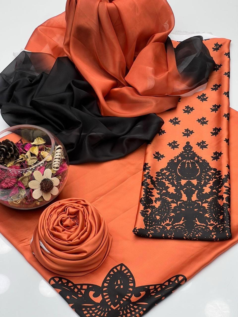 Grace W727 - Digital Printed 3pc Silk dress With Digital Printed Silk dupatta.