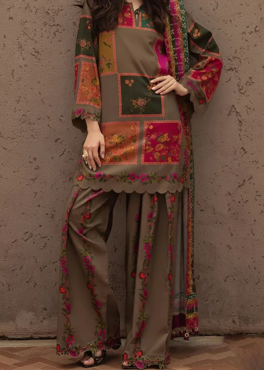 Grace W989 - Digital Printed 3pc Silk Dress With Digital Printed Silk Dupatta.