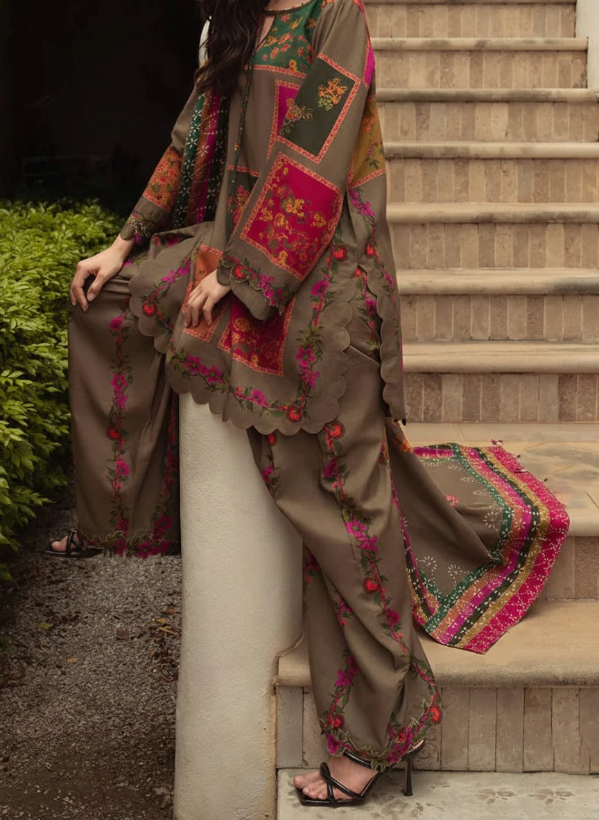 Grace W989 - Digital Printed 3pc Silk Dress With Digital Printed Silk Dupatta.
