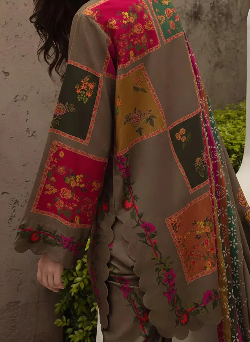 Grace W989 - Digital Printed 3pc Silk Dress With Digital Printed Silk Dupatta.