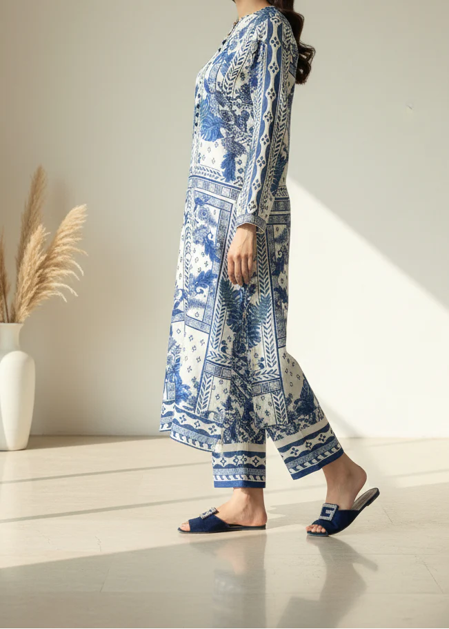 Grace W1012 - Digital Printed 2pc Silk Dress.