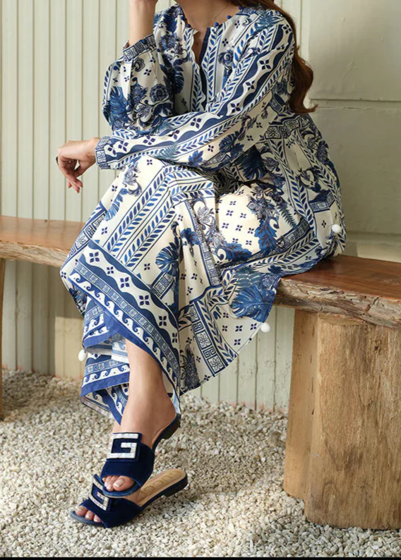 Grace W1012 - Digital Printed 2pc Silk Dress.