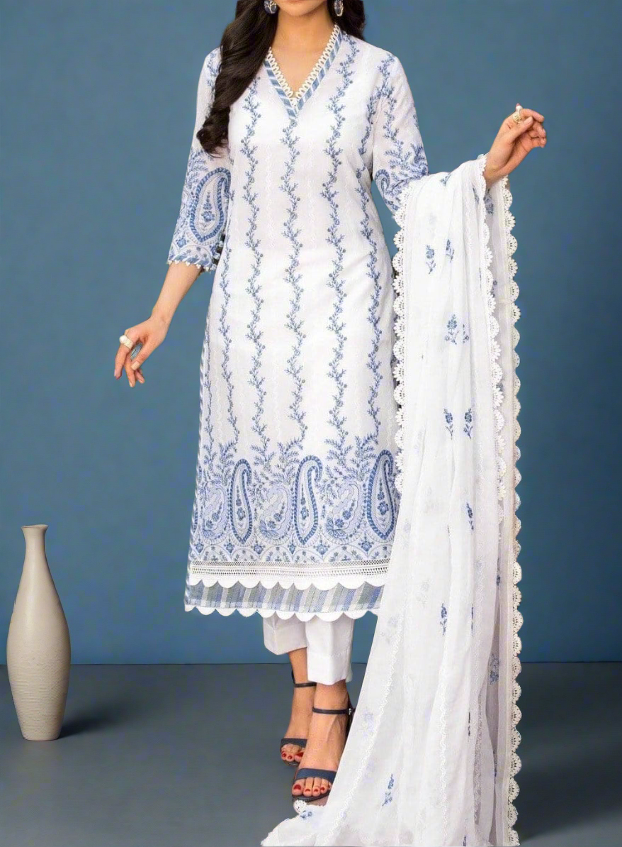 Grace S316-Embroidered 3pc lawn dress with Embroiderd chiffon dupatta.