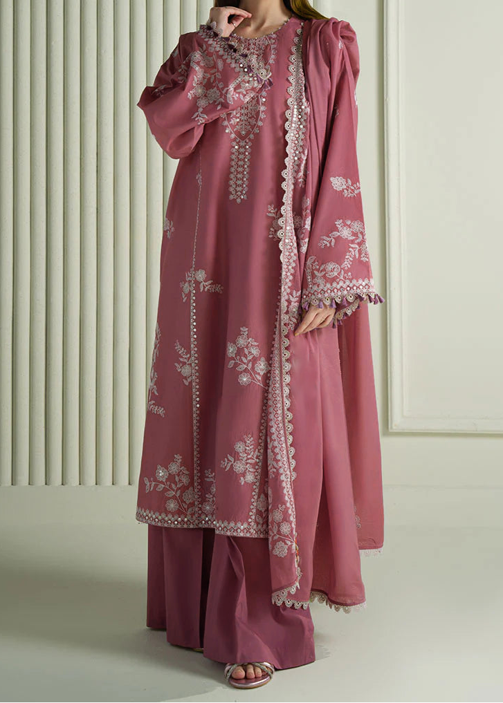 Grace W800-Embroidered 3pc Marina Dress With Embroidered Chiffon Dupatta.