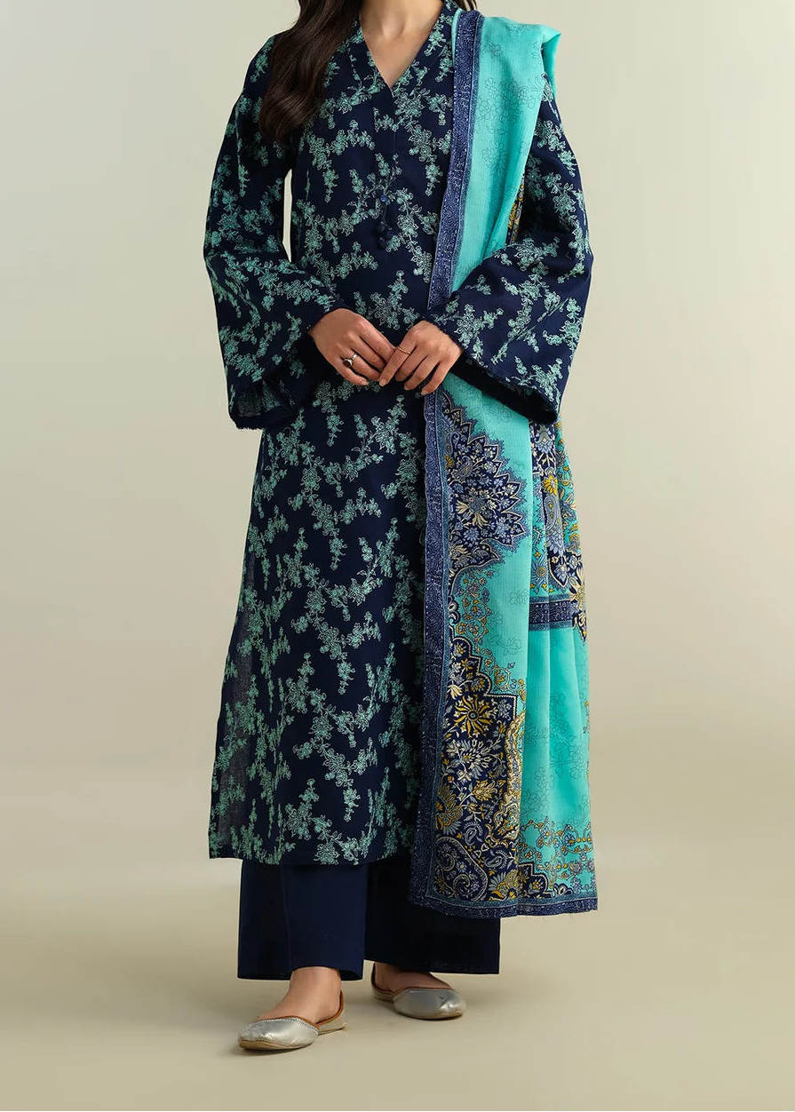 Grace W862-Embroidered 3pc Marina Dress With Printed Shawl.