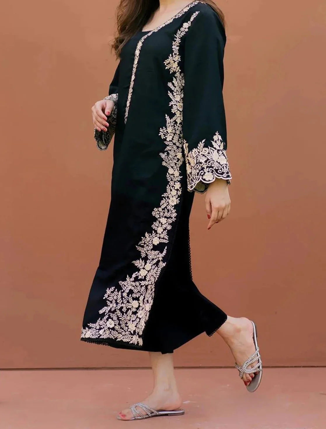 Grace Z-(W678) - Stitched Embroidered 2pc Linen dress