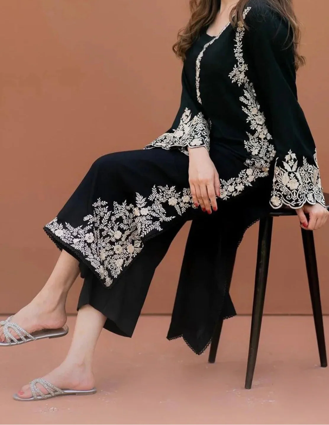 Grace Z-(W678) - Stitched Embroidered 2pc Linen dress