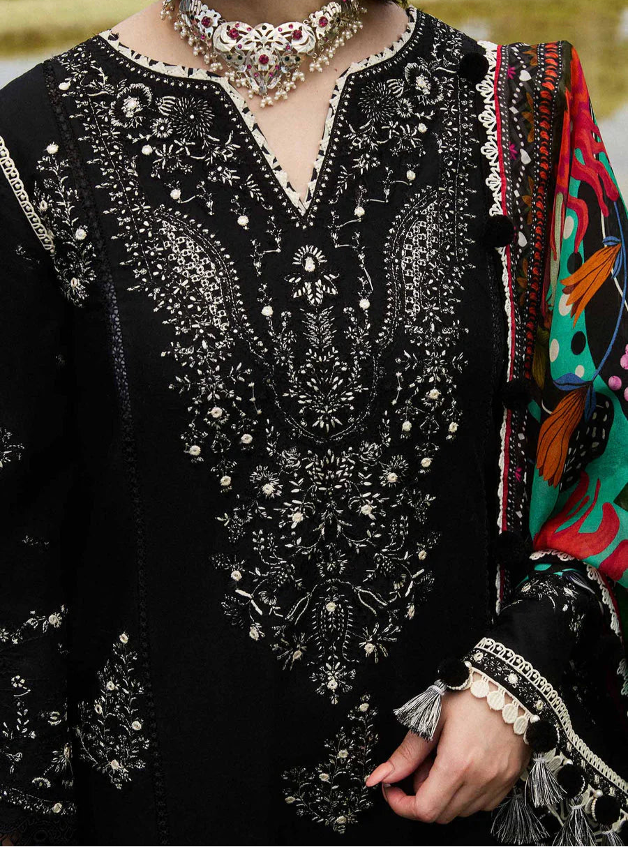 Grace W710-Embroidered 3pc Marina Dress With Printed Shawl