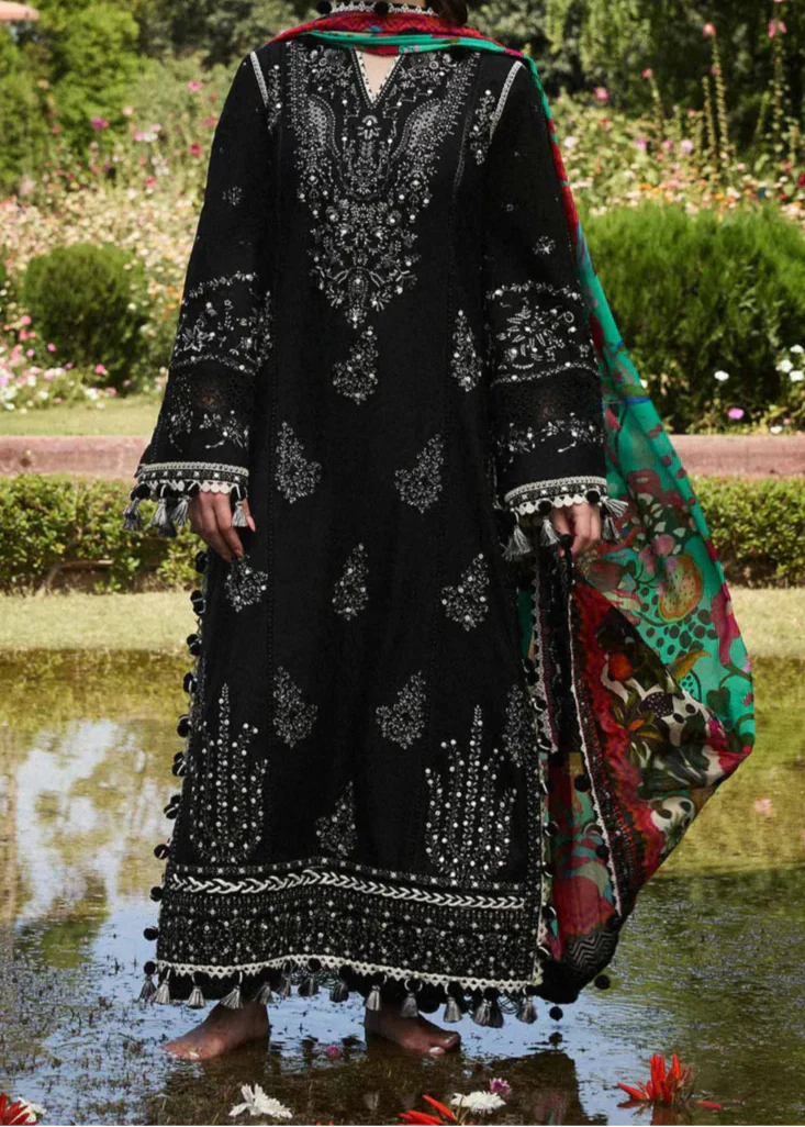 Grace Z-(W710) - Stitched Embroidered 3pc Marina Dress With Printed Shawl
