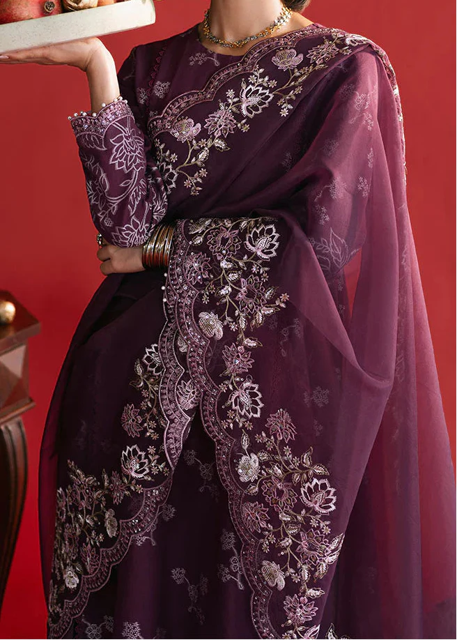 Grace Z-(W864) - Stitched Embroidered Sequence 3pc Marina Dress With Embroidered Sequence Chiffon Dupatta.