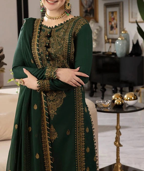 Grace S713-Embroidered 3pc lawn dress with Embroidered chiffon dupatta.