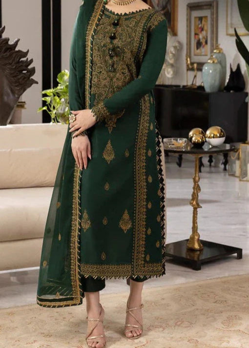 Grace W766 - Embroidered 3pc Marina Dress With Embroidered Chiffon Dupatta.