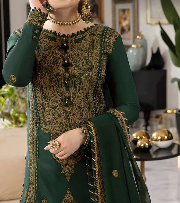 Grace S713-Embroidered 3pc lawn dress with Embroidered chiffon dupatta.