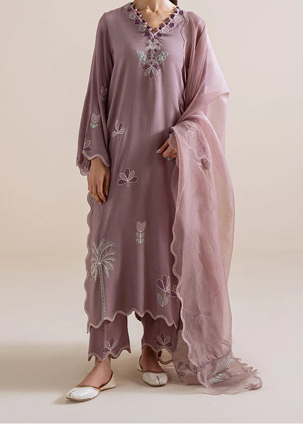 Grace S1505-Embroidered 3pc Lawn Dress With Embroidered Khadi Net Dupatta.