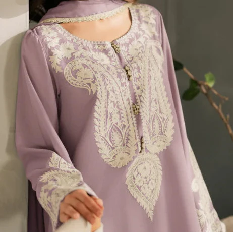Grace Z-(S1391 )- Stitched Embroidered 3pc Lawn Dress With Dyed Chiffon Dupatta.