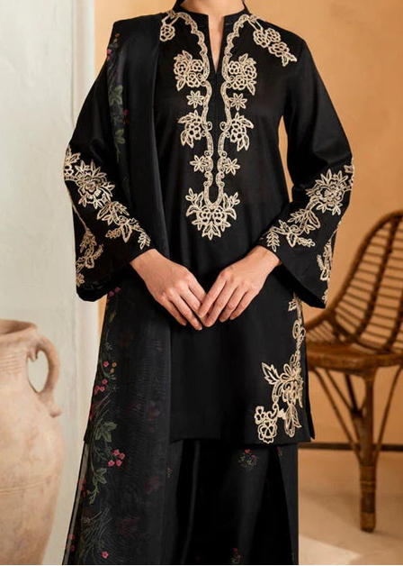 Grace W844-Embroidered 3pc Marina Dress With Printed Shawl.