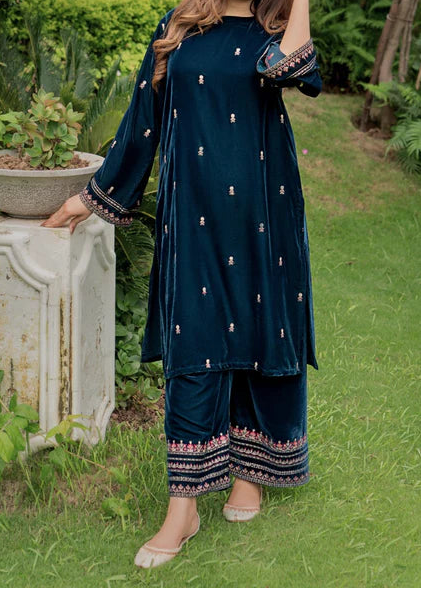 Grace W998-Embroidered 2pc Velvet Dress.