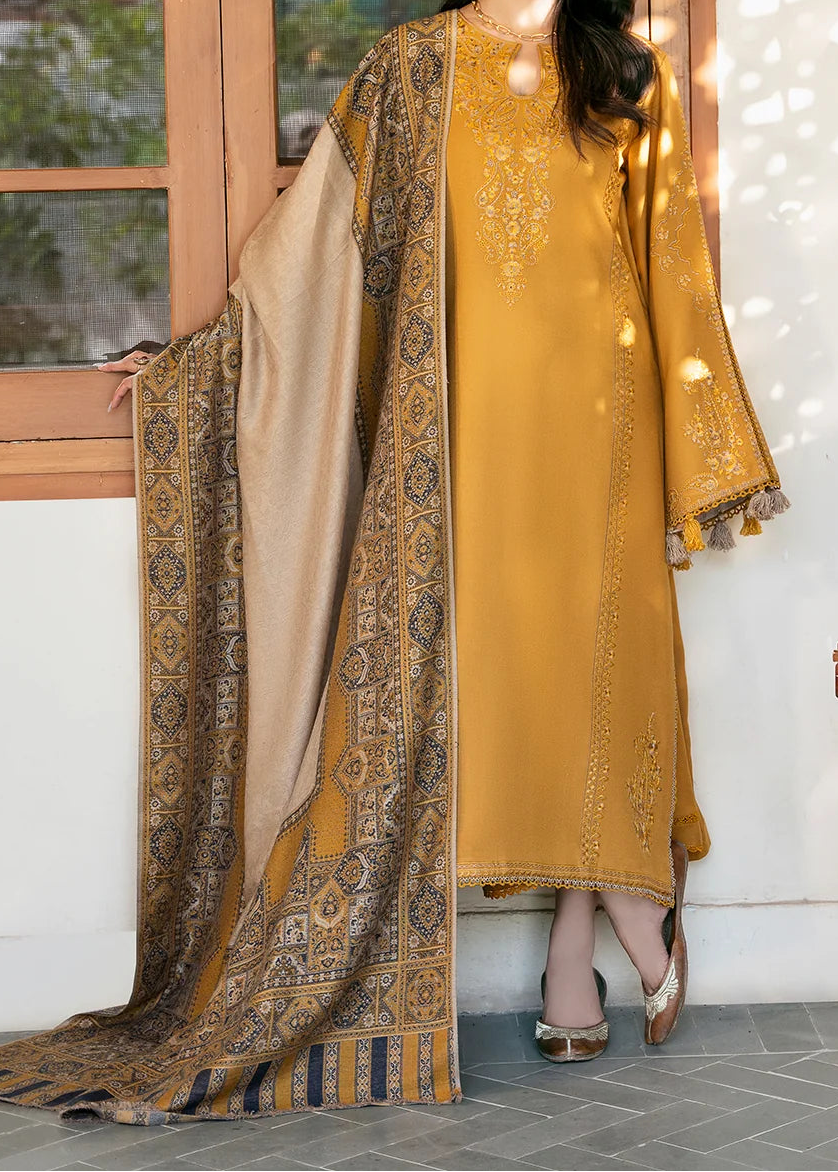 Grace W1124 - Embroidered 3pc Marina Dress With Printed Shawl.