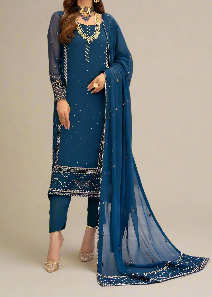 ESHAL– Embroidered Chiffon Unstitched 3Pc Suit.