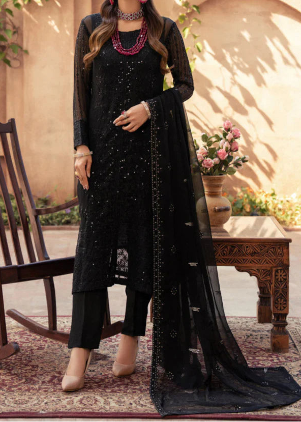 Grace Z-(EIRA) -Stitched Embroidered chiffon 3Pc Suit