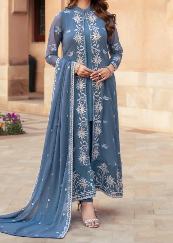 Grace Z - (LINA) - Stitched Embroidered Chiffon 3PC Suit.