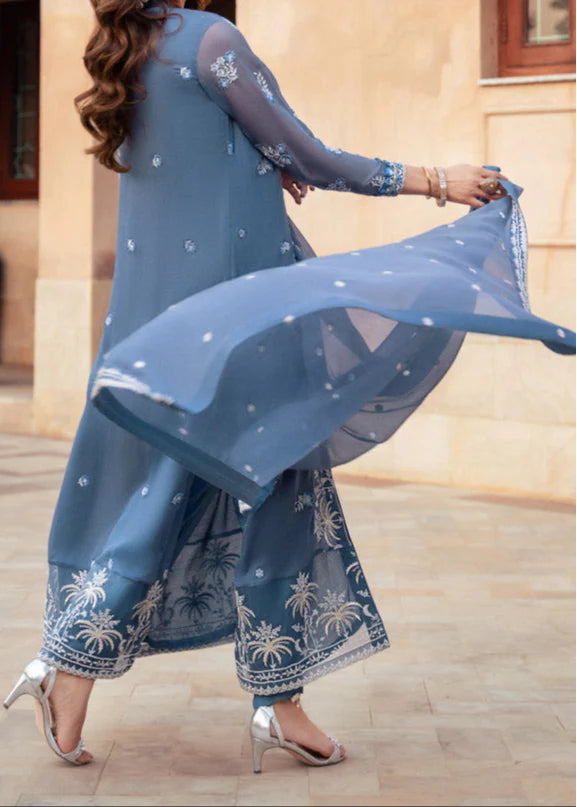 Grace Z - (LINA) - Stitched Embroidered Chiffon 3PC Suit.