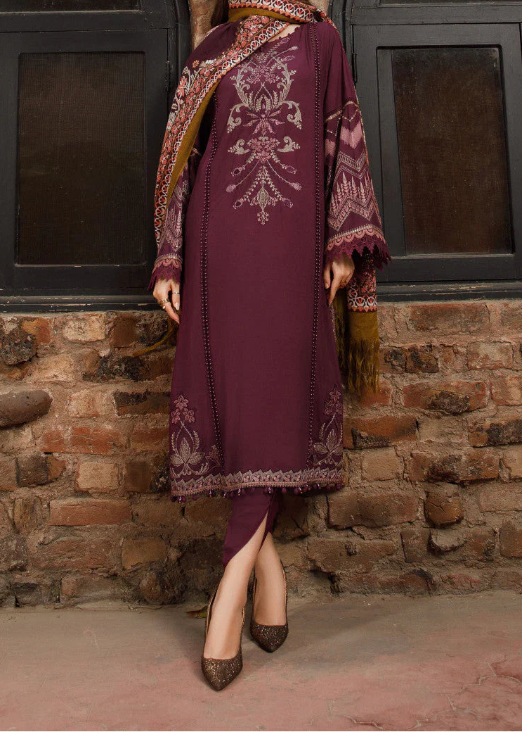 Grace W797-Embroidered 3pc Marina Dress With Printed Shawl.