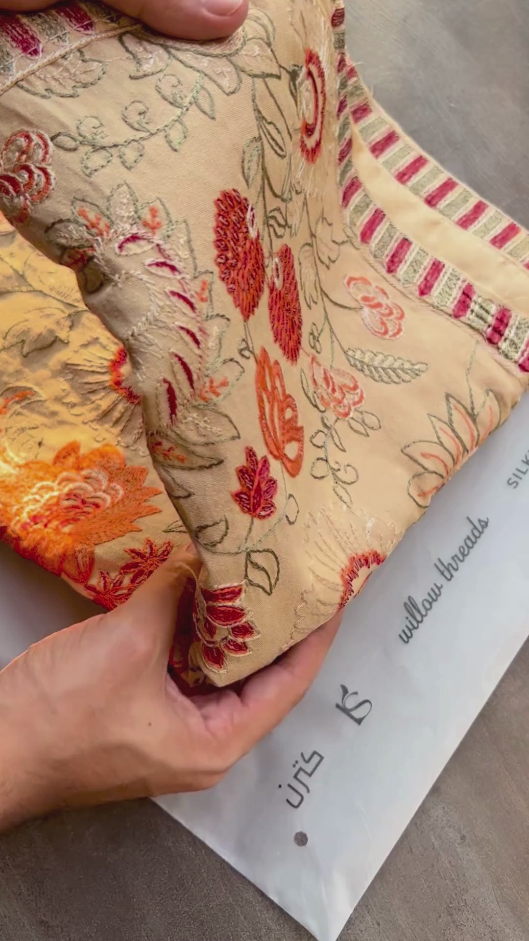 Sarinnah D77-Embroidered Karandi Beige Shawl