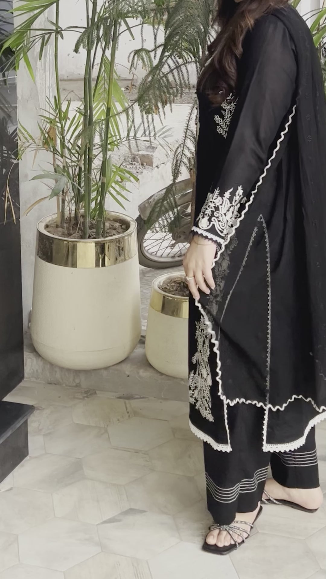 Grace Z-(W678) - Stitched Embroidered 2pc Linen dress