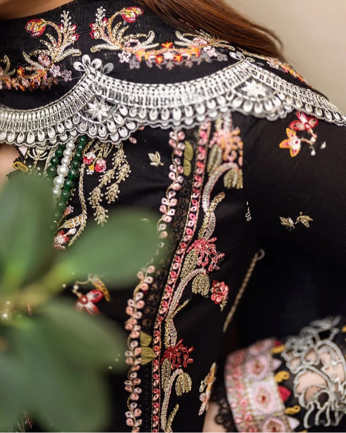 Grace W751-Embroidered 3pc Marina Dress With Embroidered Munar Dupatta.