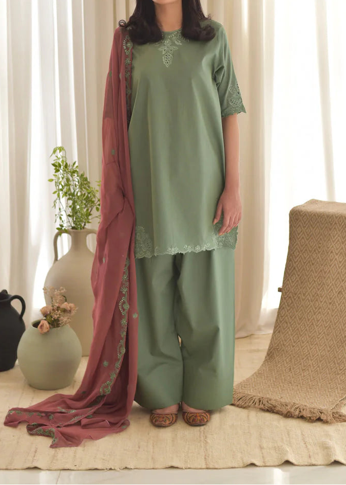 Grace S1444-Embroidered 3pc Lawn Dress With Embroidered Chiffon Dupatta.