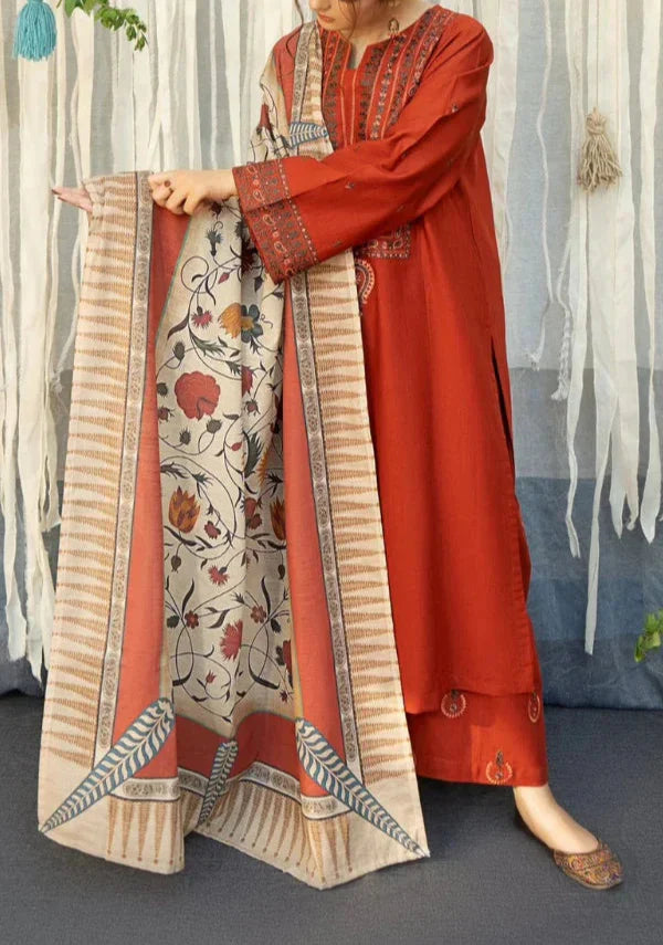 Grace Z(S1169)- Stitched Embroidered 3pc Lawn dress with Printed Munar Dupatta.
