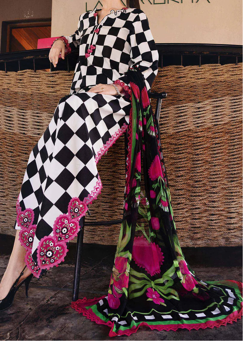 Grace S1352 - Printed & Embroidered 3pc Lawn Dress With Embroidered  Sequence Chiffon Dupatta.