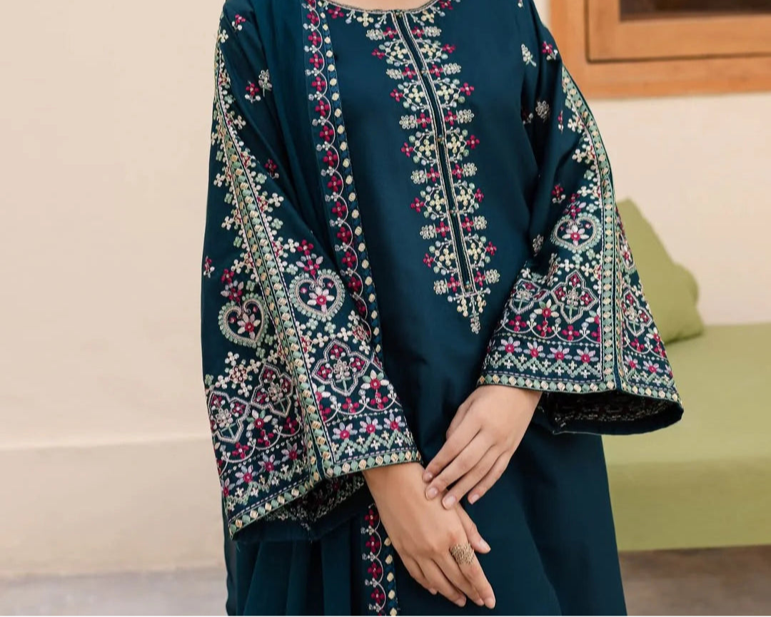 Grace S1227-Embroidered 3pc Lawn Dress With Embroidered chiffon Dupatta.