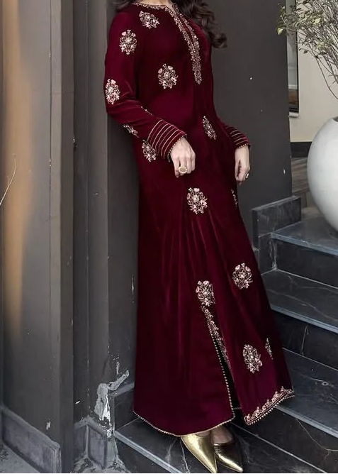 Grace W1005-Embroidered 2pc Velvet Dress.