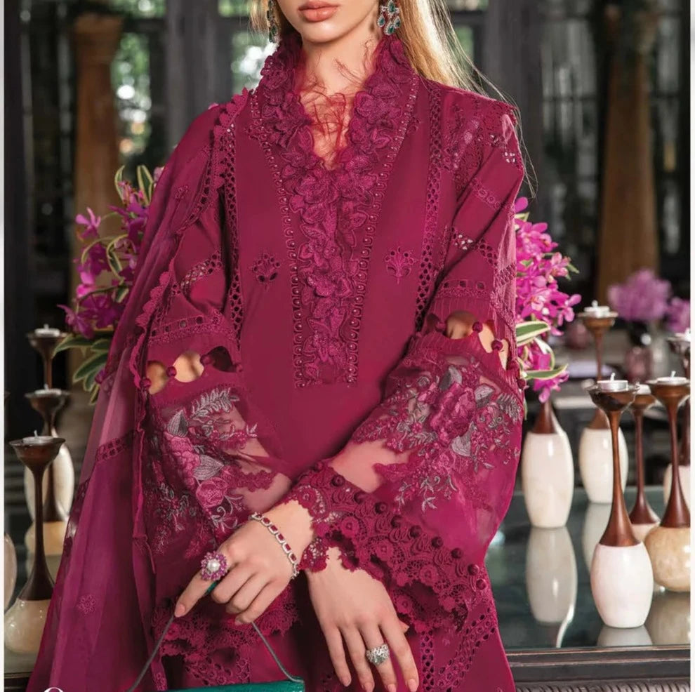 Grace S672-Shifli Embroidered 3pc lawn dress with Embroidered Organza dupatta.